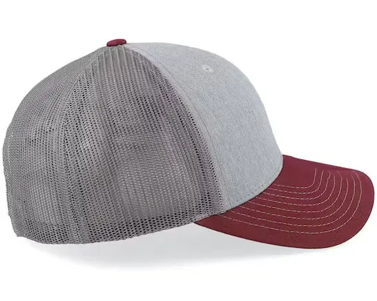 Outdoor Cap Grey/Maroon Color 6 Panels Mesh Back Cap Trucker Hat Sports Cap Curved Brim Wholesale Products Custom Trucker Hat 3
