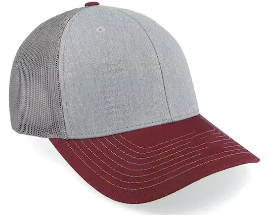 Outdoor Cap Grey/Maroon Color 6 Panels Mesh Back Cap Trucker Hat Sports Cap Curved Brim Wholesale Products Custom Trucker Hat 2