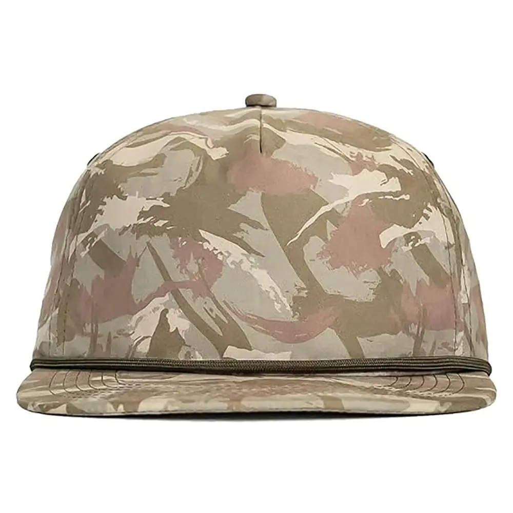 Outdoor Sport Vintage Flat Bill Snapback Cap Hat Camouflage Plain Rope on Brim Snapback Caps for Men 2