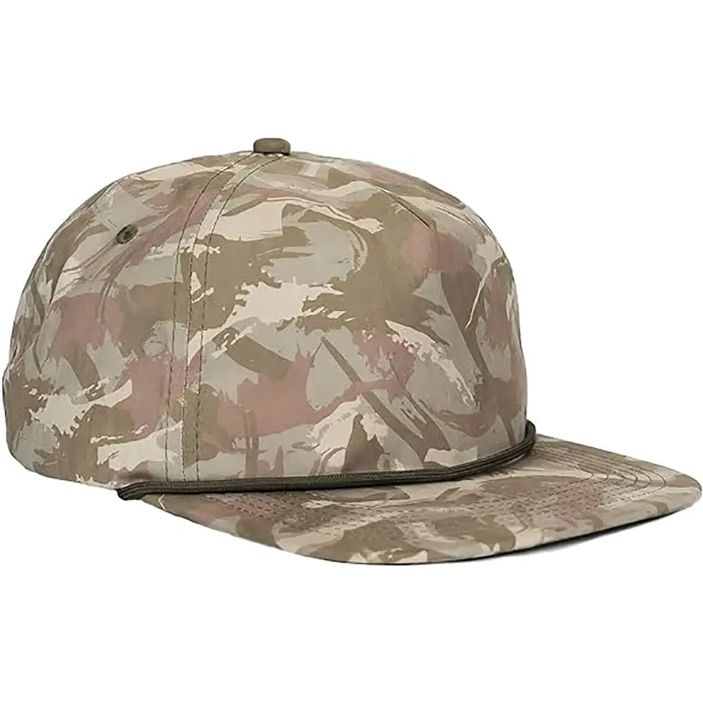Outdoor Sport Vintage Flat Bill Snapback Cap Hat Camouflage Plain Rope on Brim Snapback Caps for Men 3