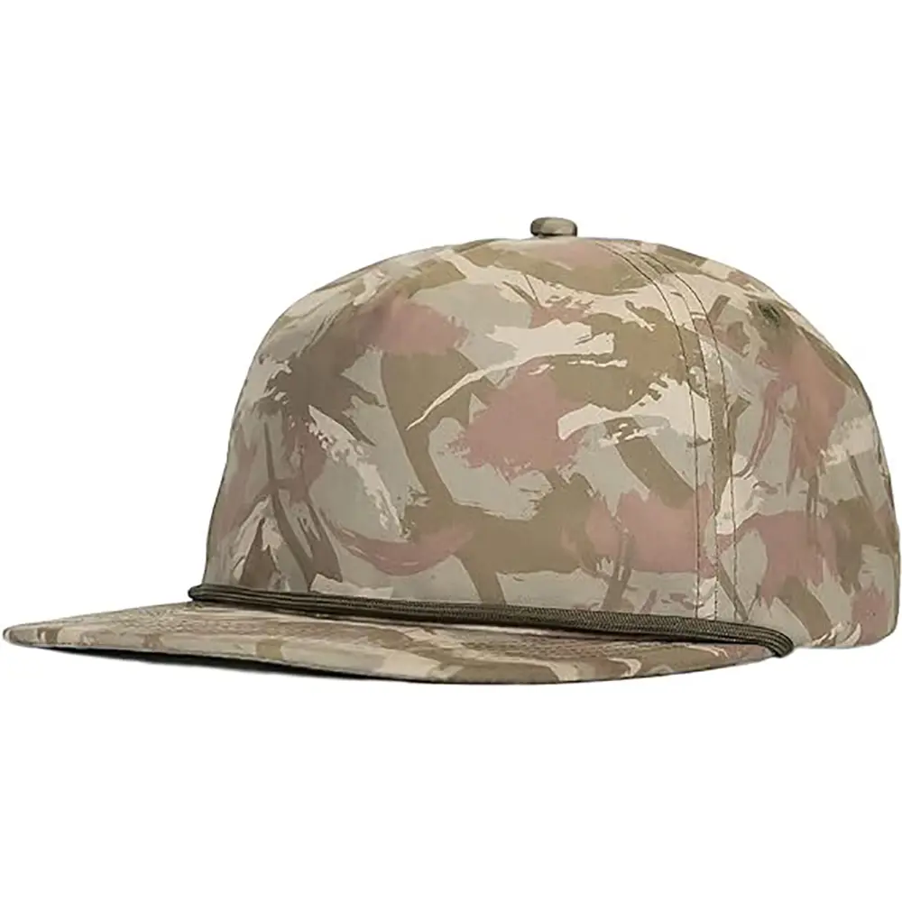 Outdoor Sport Vintage Flat Bill Snapback Cap Hat Camouflage Plain Rope on Brim Snapback Caps for Men 4