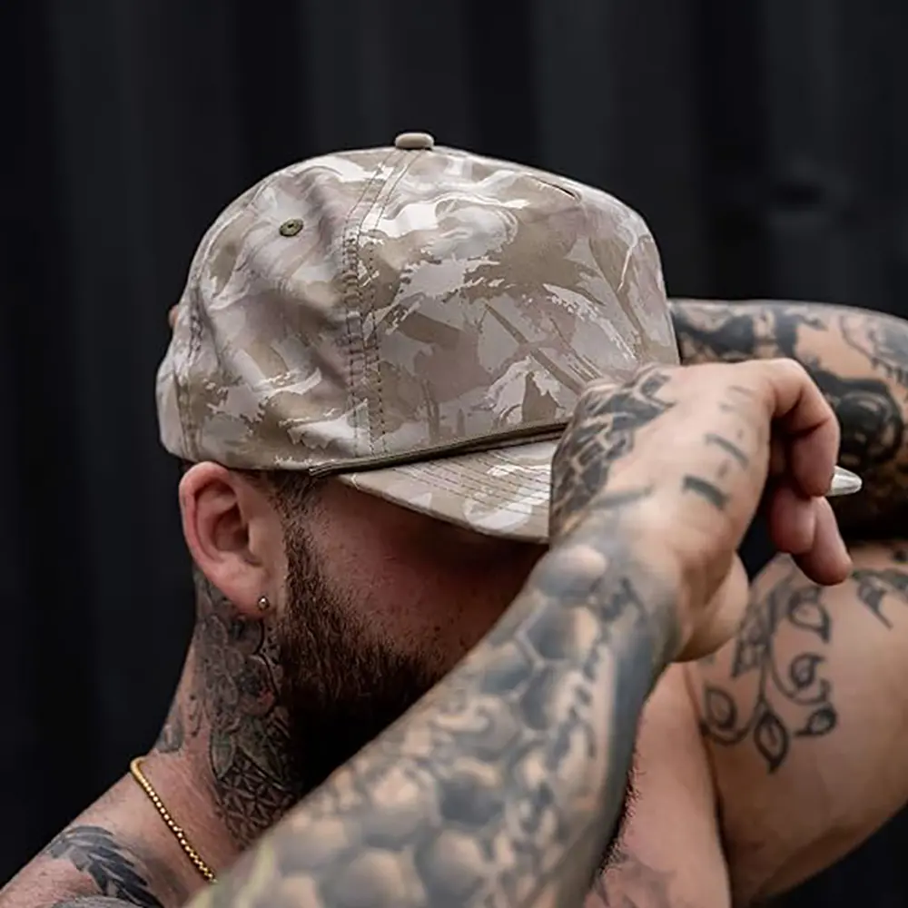 Outdoor Sport Vintage Flat Bill Snapback Cap Hat Camouflage Plain Rope on Brim Snapback Caps for Men 6