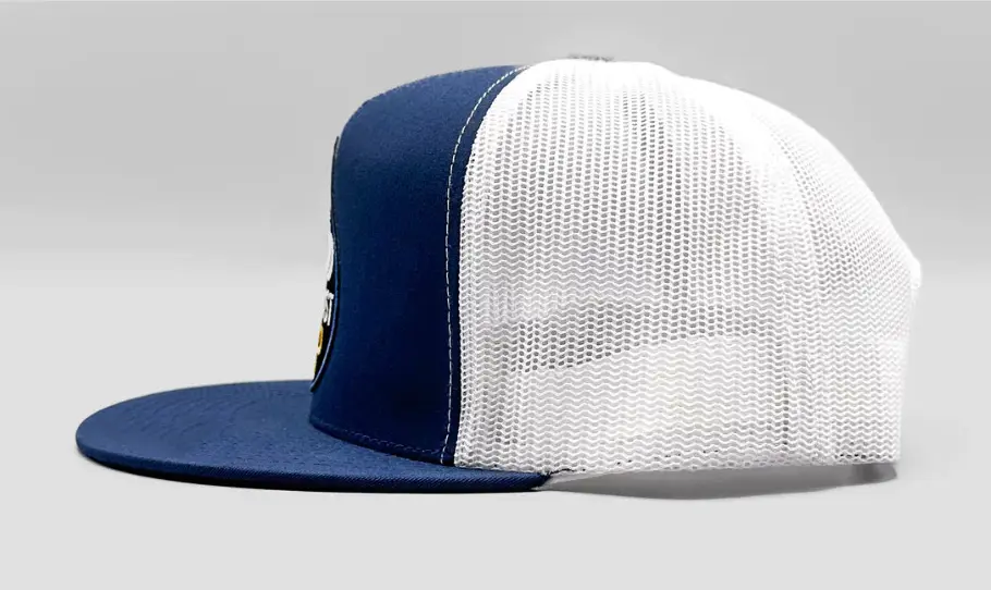 Outdoor Sports Cap Wholesale Products Trucker Hats 5-Panel Flat Brim High Quality Navy High Profile Mesh Back Cap Trucker Hat 5