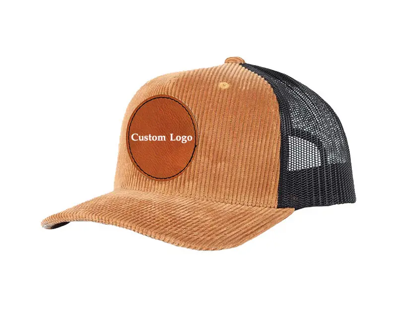 Outdoor Sports Style 5 Panels Custom Logo Corduroy Trucker Hat Hip Hop Flat Caps Eco Friendly Wholesale High Quality Trucker Hat 1