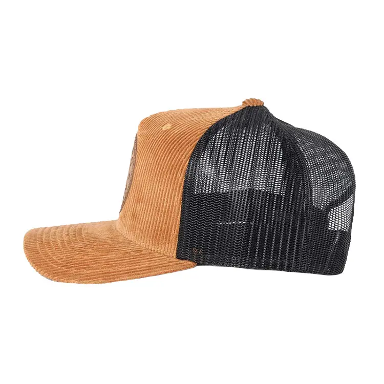 Outdoor Sports Style 5 Panels Custom Logo Corduroy Trucker Hat Hip Hop Flat Caps Eco Friendly Wholesale High Quality Trucker Hat 2