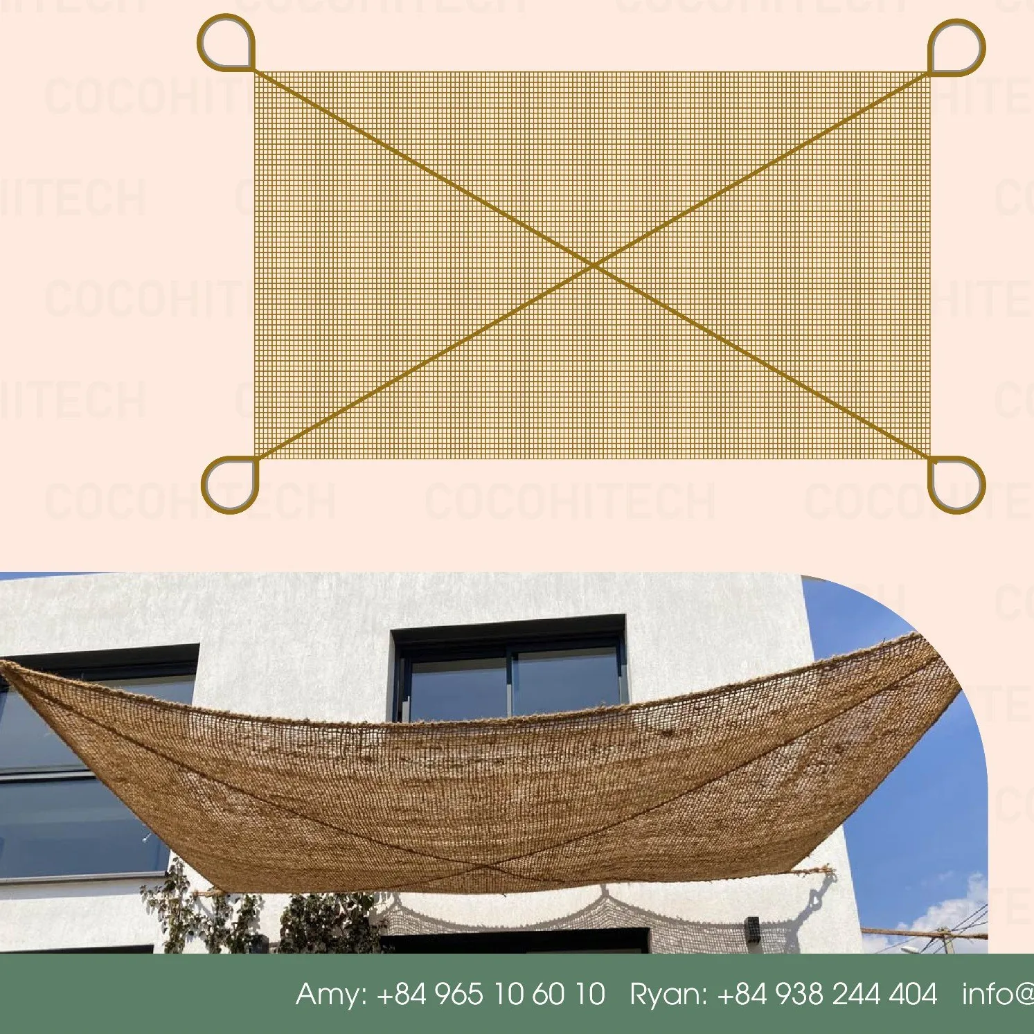 PERFECT NATURAL SHADE SAIL MADE OF 100% COIR FIBER USED FOR PROVIDING SHADE FOR YOUR HOUSE 5