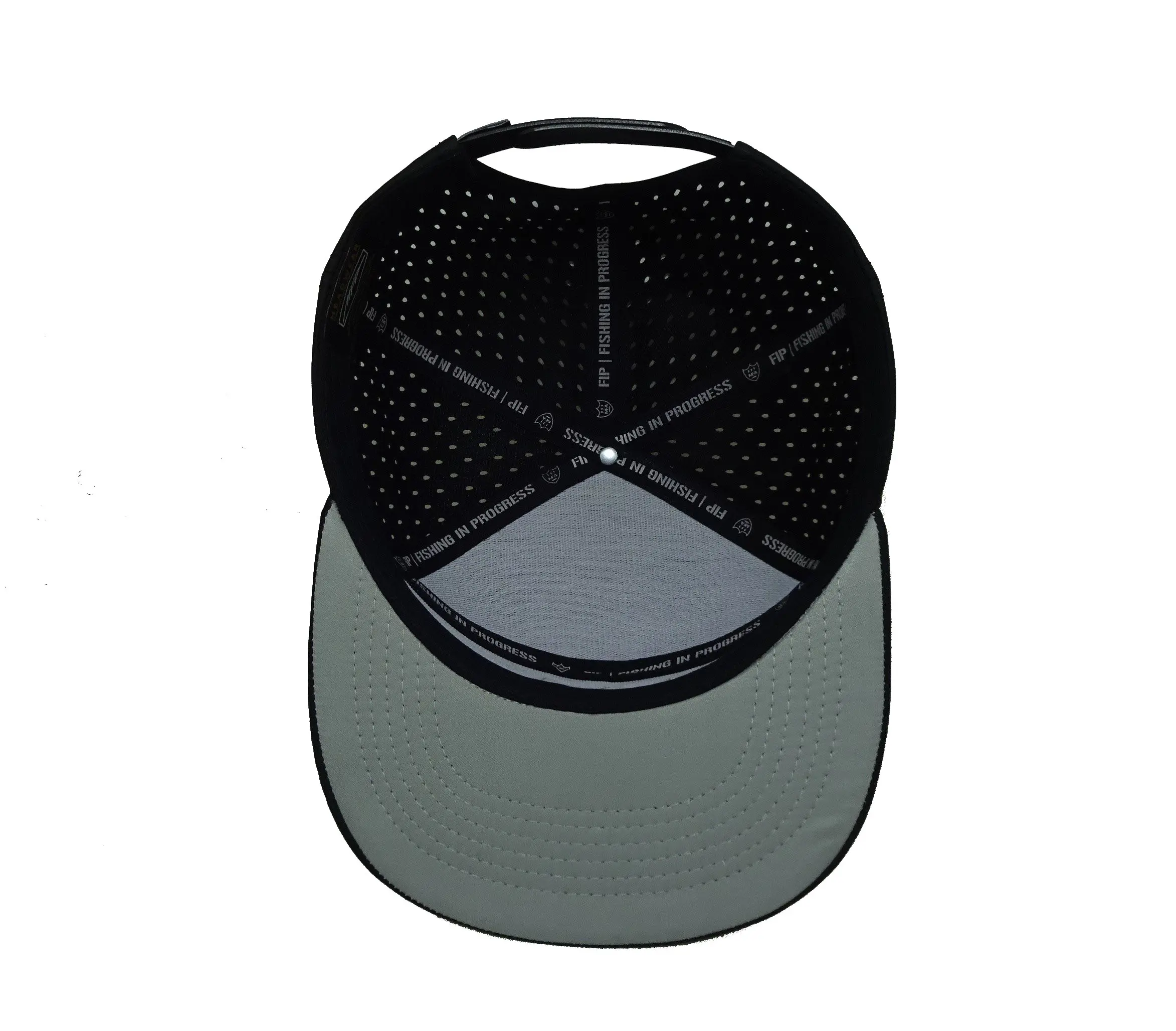 Performance Embroidered Baseball Hat Gorras Cusstomized Design Flat Bill 7 Panels Laser Cut Hole Snapback Caps with rope 4