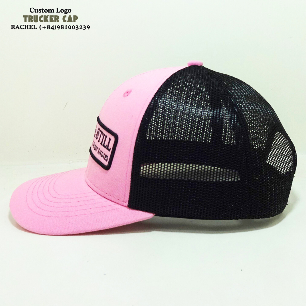 Pink/Black Trucker Hats 6 Panel Gorras Structured Caps Embroidered Logo On Front Slightly Curved Brim Adjustable Snapback Unisex 3
