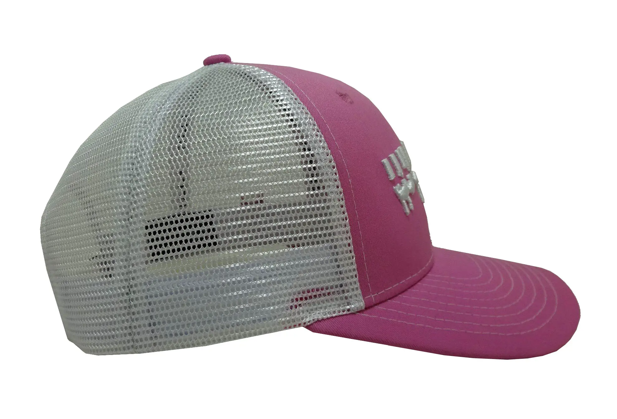 Pink Color Adjustable 6-Panel Curved Brim High Quality Medium Profile Cotton and Mesh Fabric Trucker Hat From Vietnam Supplier 3