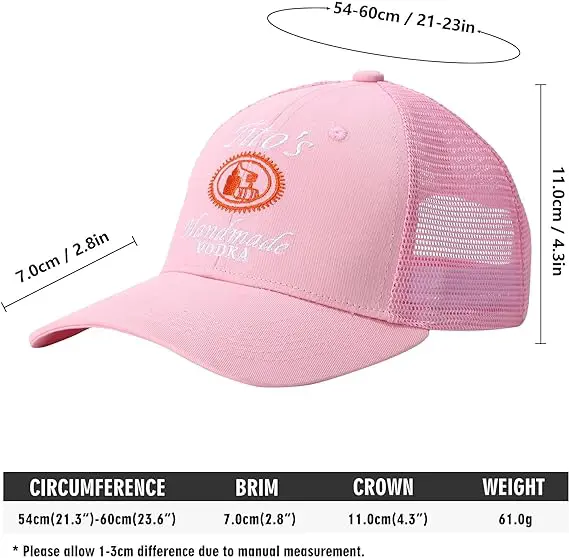 Pink Mesh Embroidery Custom Logo Sport Trucker Hat Cap 3D Embroidered Adjustable Size Trucker Hat 4