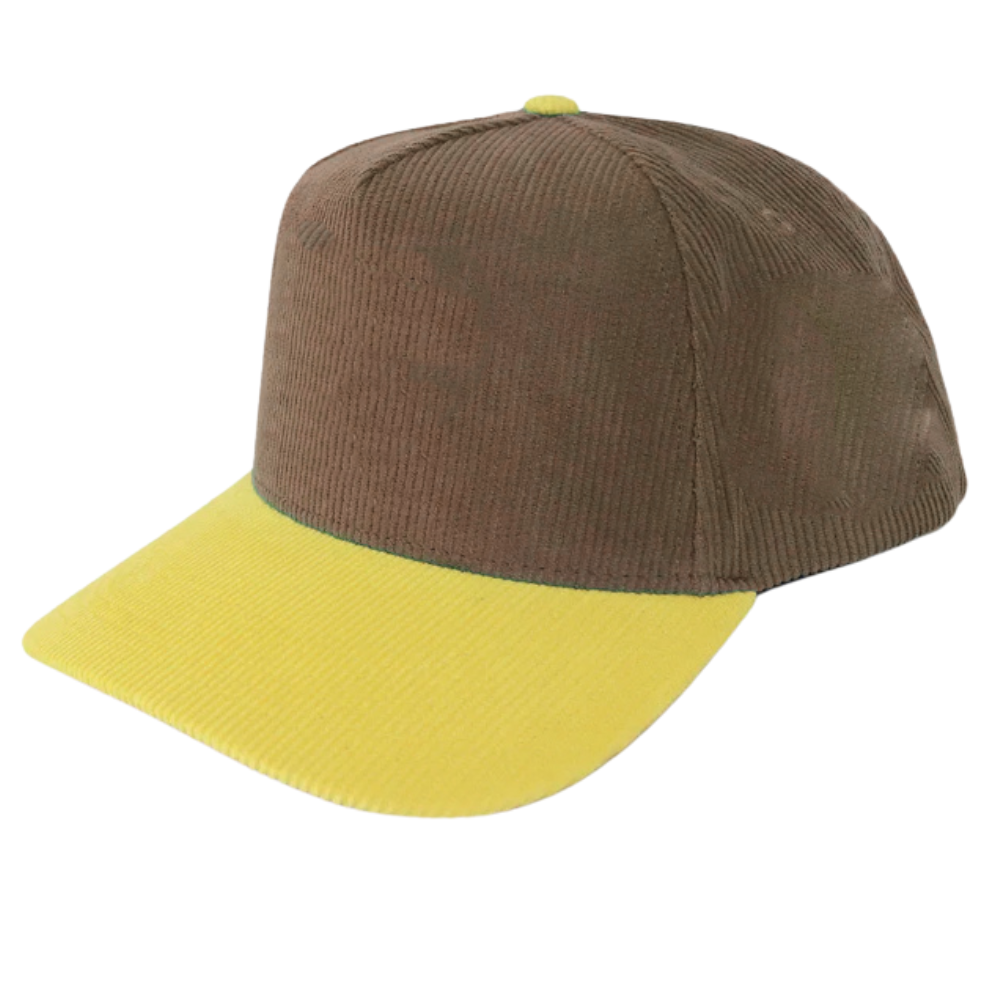 Pink Under Brim Corduroy Two Tone Baseball Cap 5 Panel Gorras Embroidered Logo On Front And Back Curved Snapback Brown Mustard 7