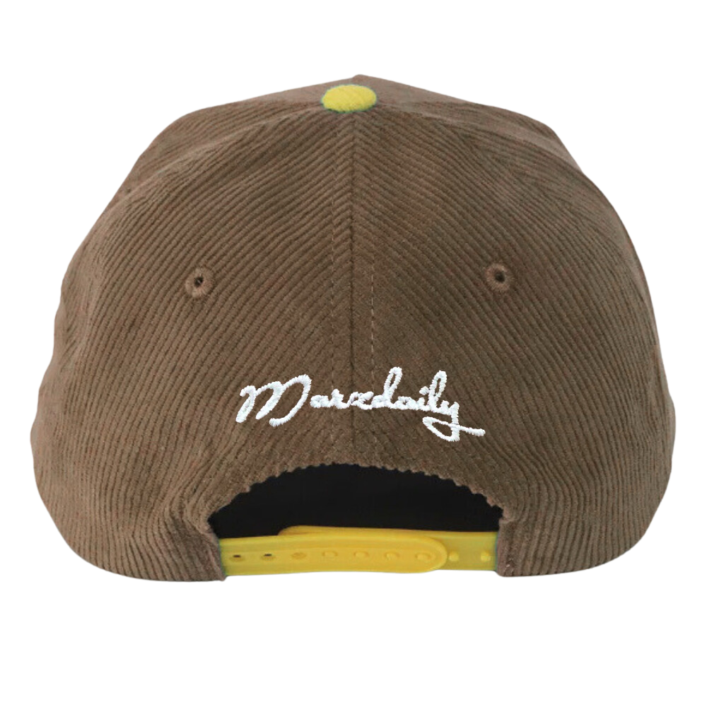Pink Under Brim Corduroy Two Tone Baseball Cap 5 Panel Gorras Embroidered Logo On Front And Back Curved Snapback Brown Mustard 5