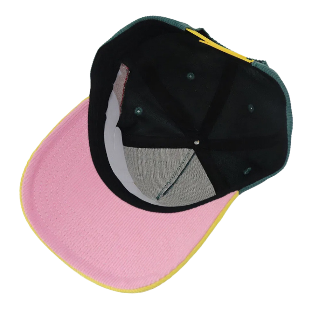 Pink Under Brim Corduroy Two Tone Baseball Cap 5 Panel Gorras Embroidered Logo On Front And Back Curved Snapback Brown Mustard 4