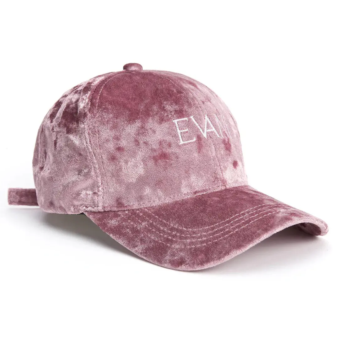 Pink Velvet Baseball Cap with Custom Logo Wholesale Promotional Sports Cap Curved Brim High Quality Adjustable Baseball Cap 3