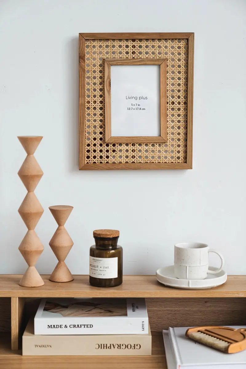 Plaid rattan photo frame Made In Vietnam Eco-friendly material used for Home decoration Picture frames Wholesale 6