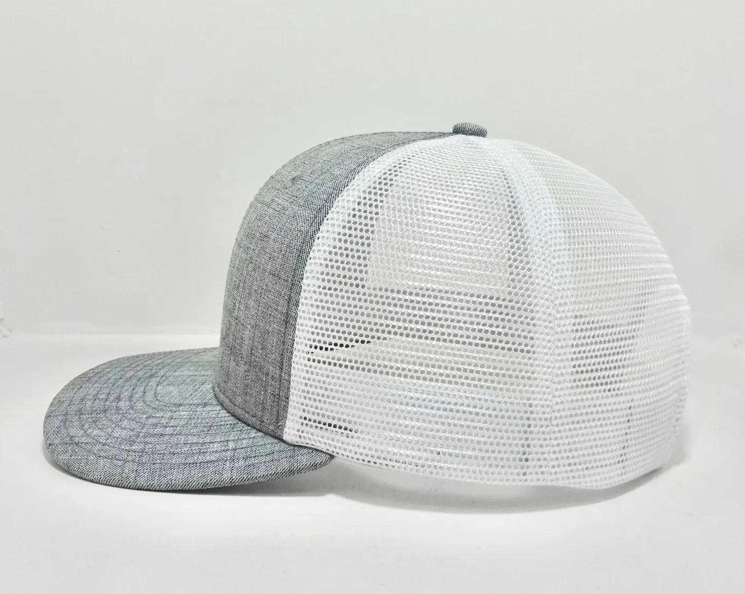 Plain 6-Panel High Quality Grey Color High Profile Mesh and Cotton Fabric Trucker Hat for Men From Vietnam Supplier 4