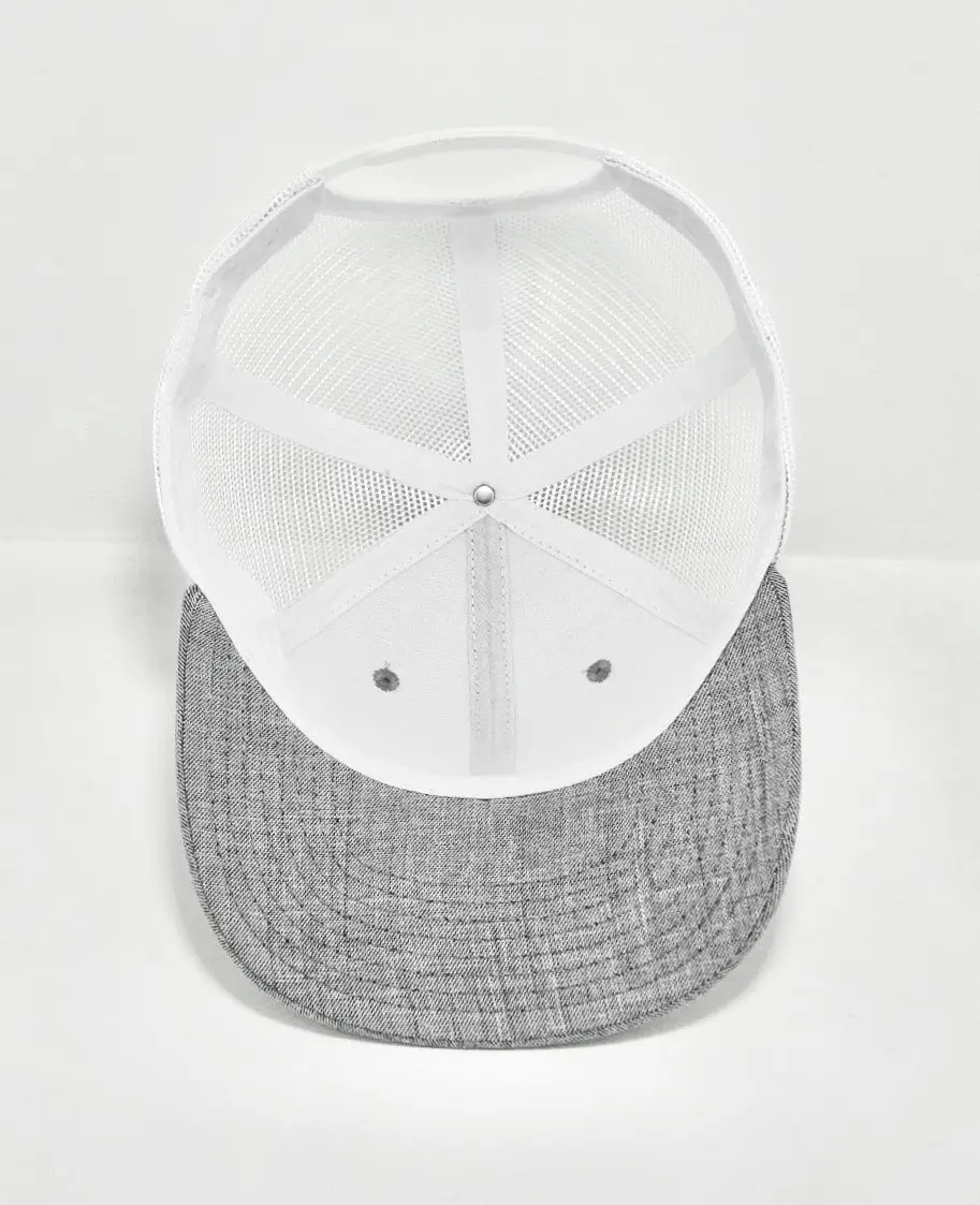 Plain 6-Panel High Quality Grey Color High Profile Mesh and Cotton Fabric Trucker Hat for Men From Vietnam Supplier 6