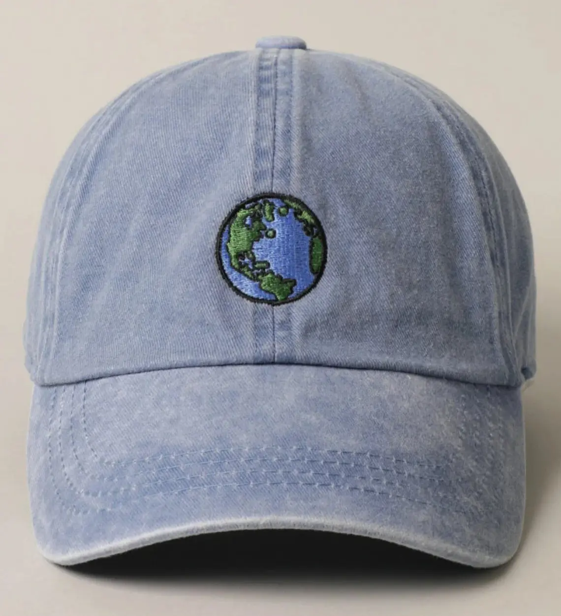 Planet Earth Embroidery 6-Panel Curved Brim High Quality Various Color Low Profile Baseball Cap From Vietnam Supplier 1