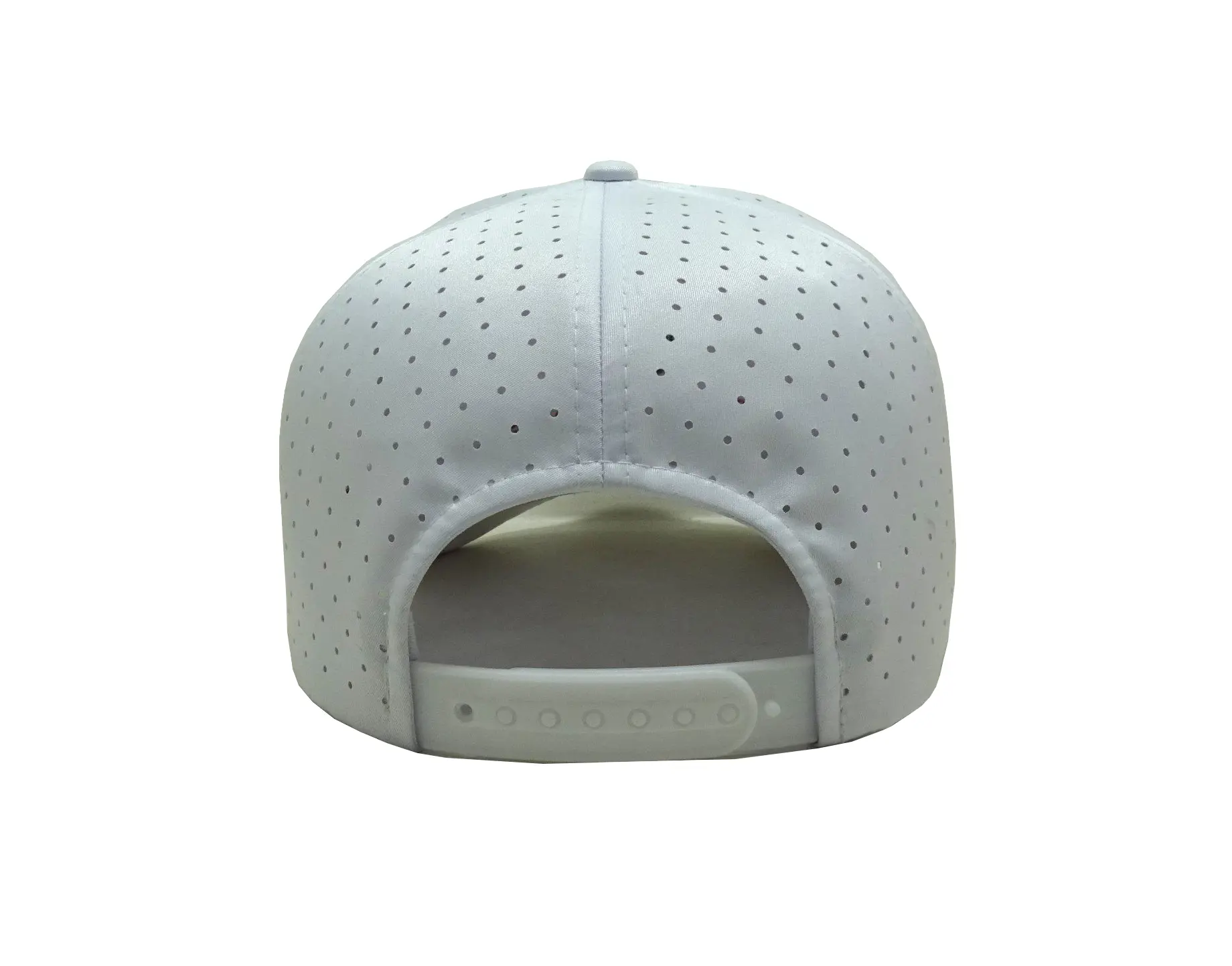Polyester Material High Quality White Laser Cut Baseball Cap with Pink Rope Custom Logo Promotional Sports Cap 5
