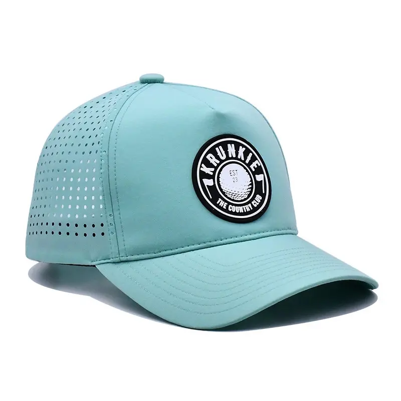 Polyester Summer PVC Rubber Logo Custom Baseball Cap Wholesale Sports Cap High Quality Adjustable Size Laser Cut Baseball Cap 3