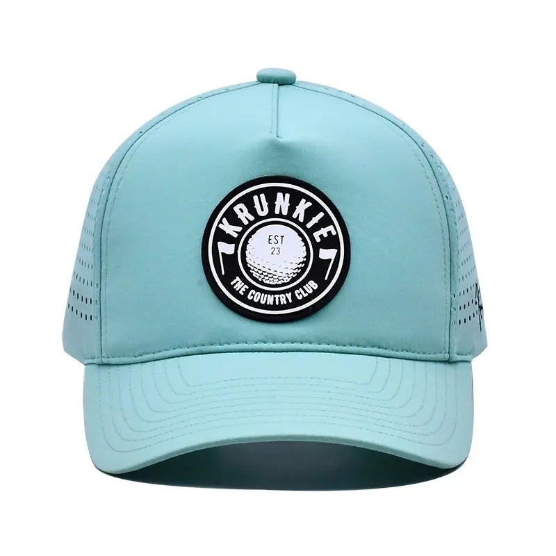 Polyester Summer PVC Rubber Logo Custom Baseball Cap Wholesale Sports Cap High Quality Adjustable Size Laser Cut Baseball Cap