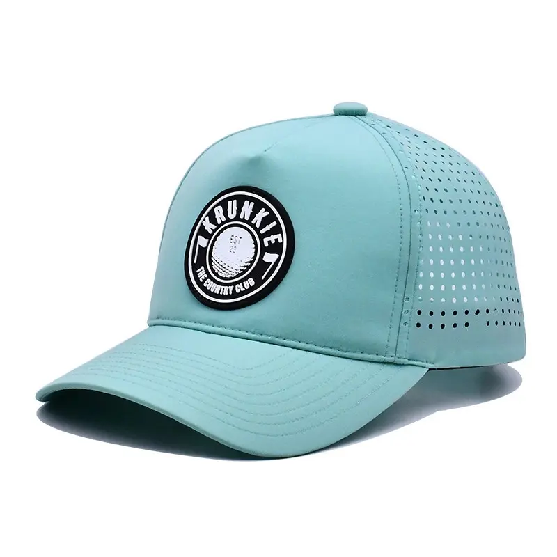 Polyester Summer PVC Rubber Logo Custom Baseball Cap Wholesale Sports Cap High Quality Adjustable Size Laser Cut Baseball Cap 2