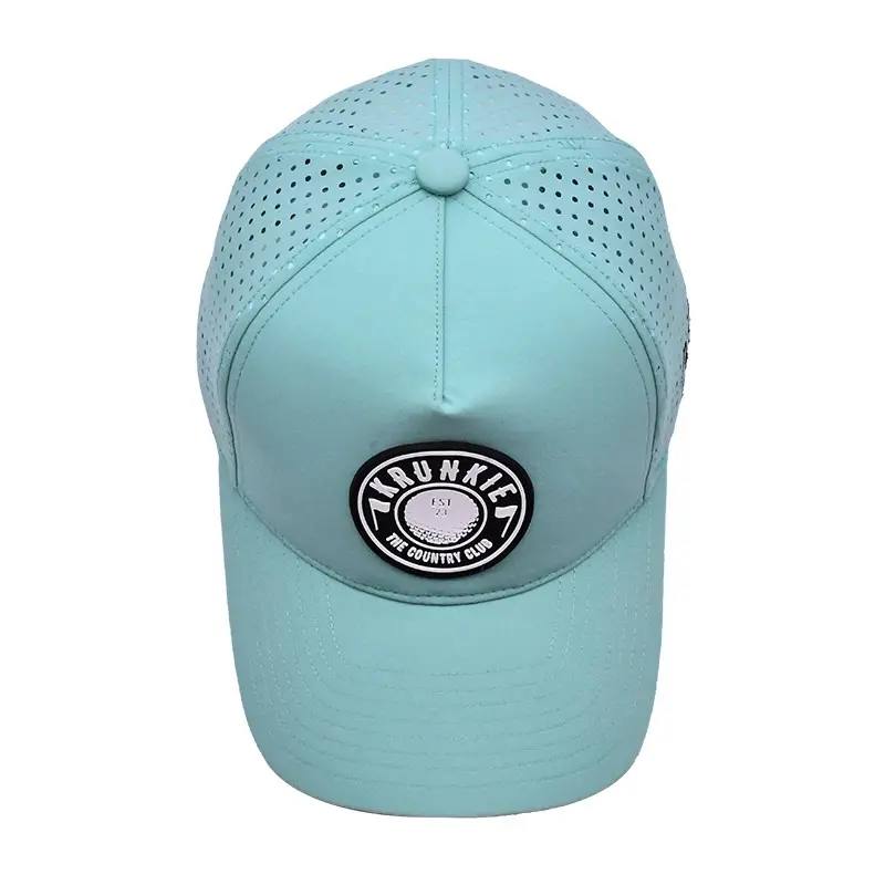 Polyester Summer PVC Rubber Logo Custom Baseball Cap Wholesale Sports Cap High Quality Adjustable Size Laser Cut Baseball Cap 4