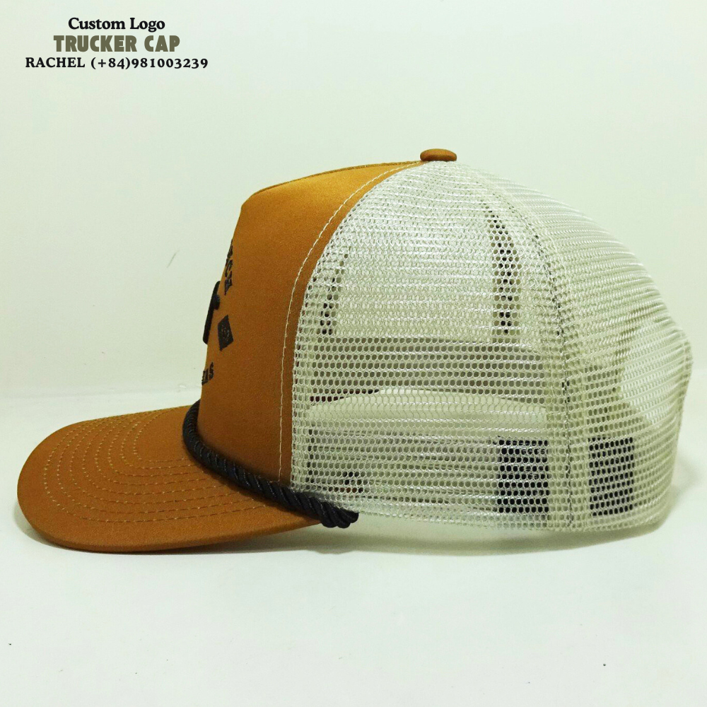 Printed Foam Trucker Rope Hat 5 Panels Gorras Structured Caps Red/Camel Black Beige Mesh Curved Brim Printed Inner Tapes Label 3