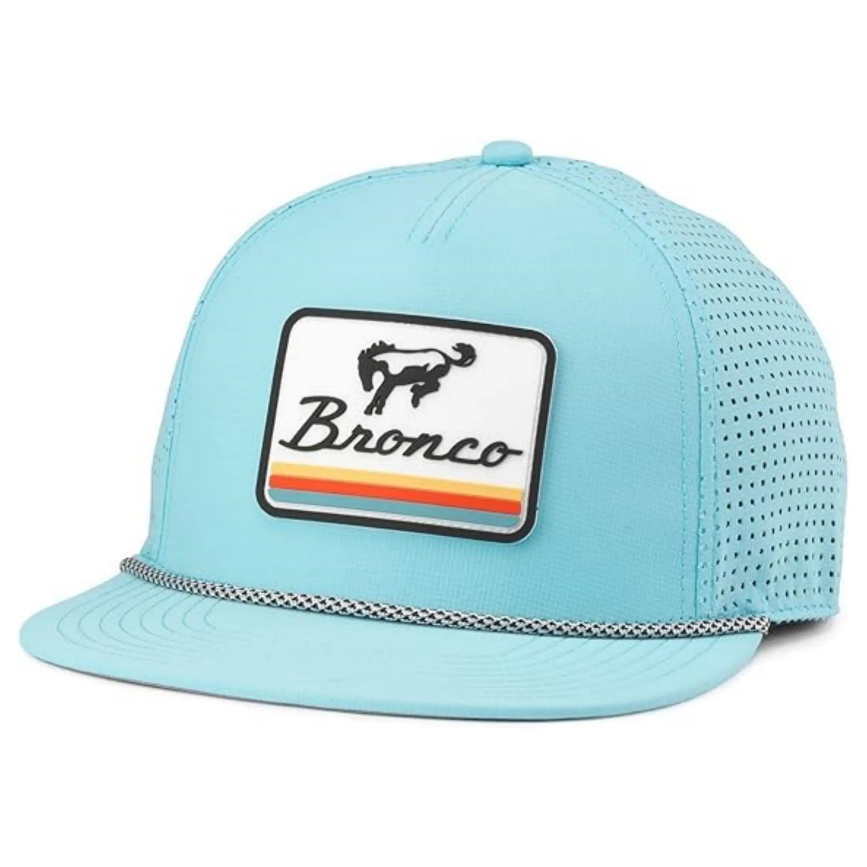 Printing Light Blue Made Embroidered Logo Snapback Cap Polyester Embroidery Patch Unisex Baseball Mesh Trucker Hat 3