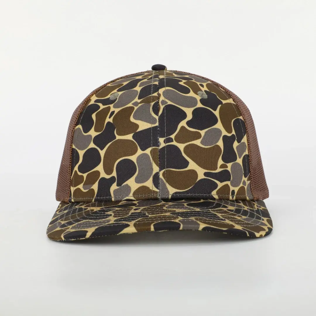 Promotional Classic Ducks Camo Trucker Hat with Custom Logo 6 Panel High Quality Sports Cap Camouflage Hat in Vietnam Factory 1