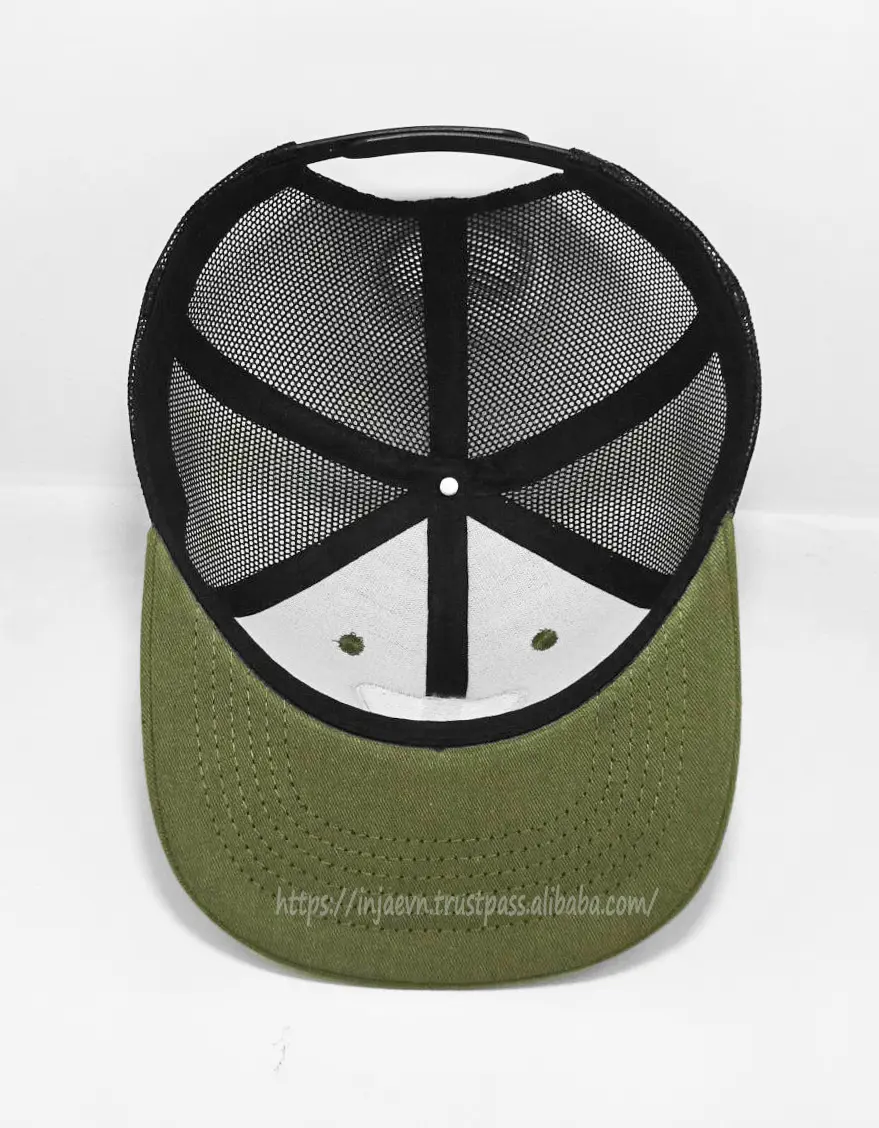 Promotional Custom Trucker Hat Woven Patch Logo 6-Panel Cotton Fabric Running Sports Cap in Vietnam Factory 4