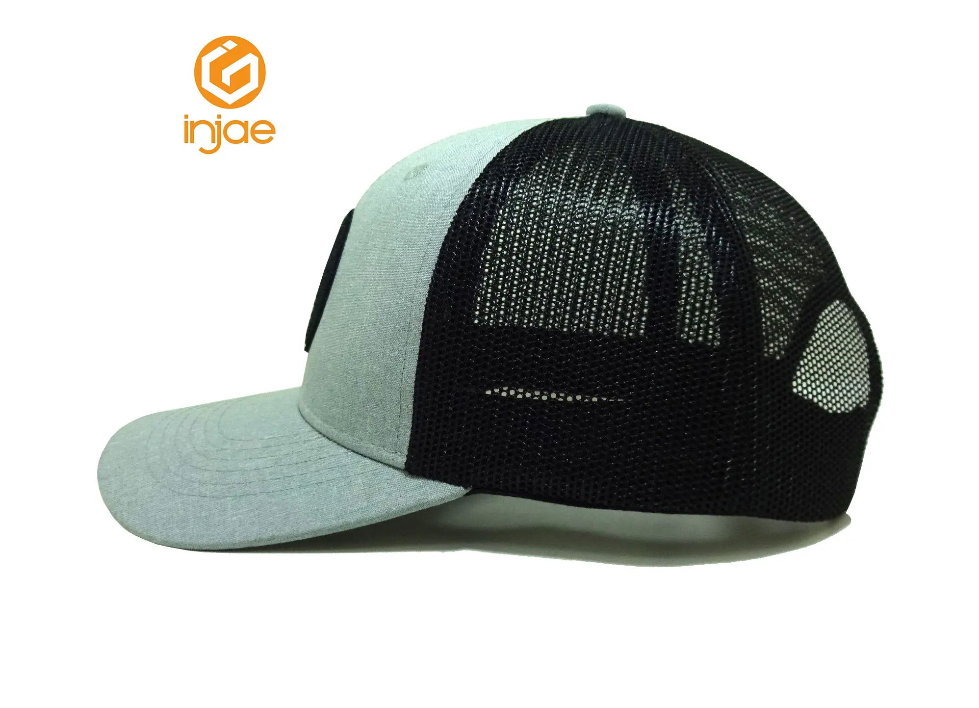 Promotional New Caps Replaceable Velcro-Patch Logo High Quality Trucker Hat Light Grey Sports Cap for Unisex 3