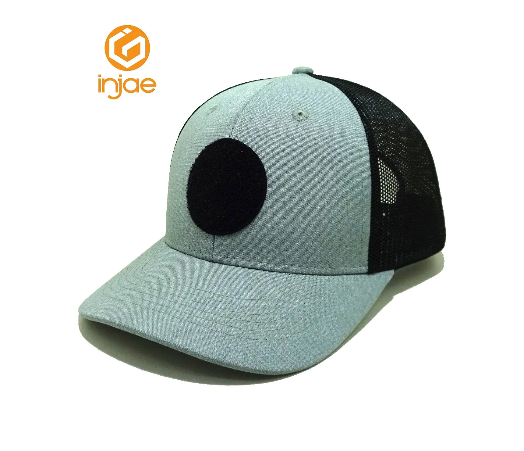 Promotional New Caps Replaceable Velcro-Patch Logo High Quality Trucker Hat Light Grey Sports Cap for Unisex 1