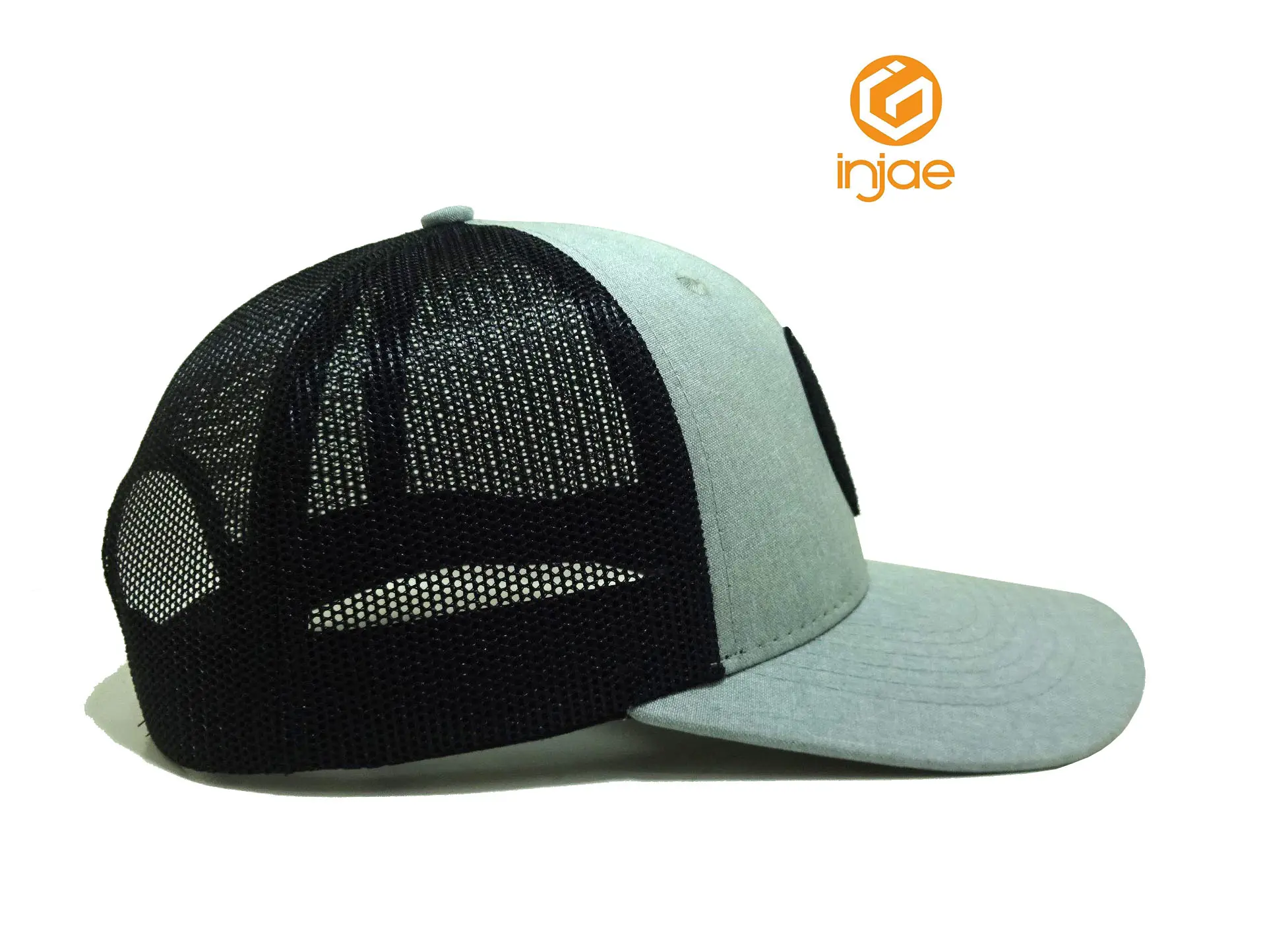 Promotional New Caps Replaceable Velcro-Patch Logo High Quality Trucker Hat Light Grey Sports Cap for Unisex 4