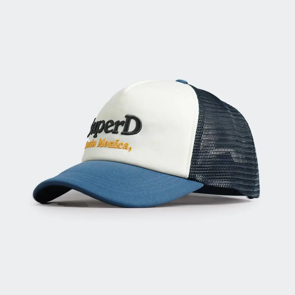 Promotional Sports Cap Foam Trucker Hat High Quality 5 Panels 3D Embroidery Two Tones Mesh Back Cap Trucker Hat for Man Women 1