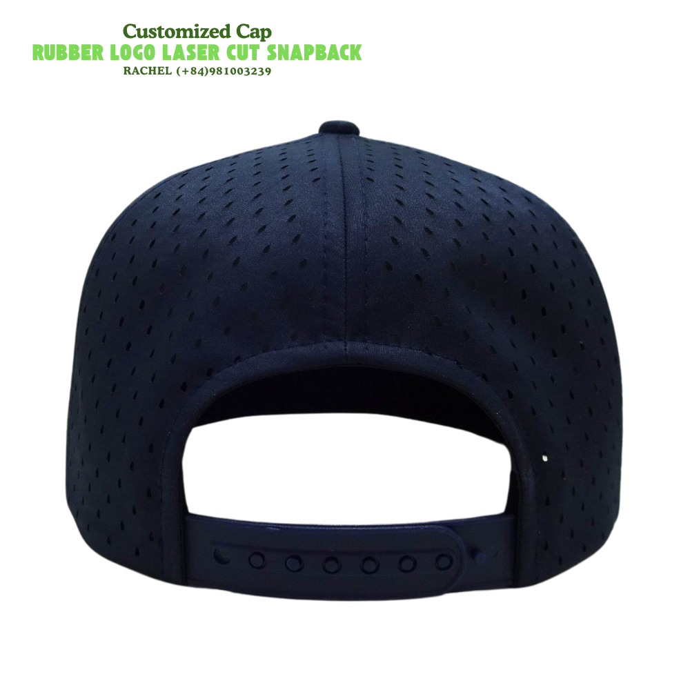 PVC Rubber Logo 5 Panel Laser Cut Snapback Flat Brim Customized Logo Heat Press Printing Single Breasted Buckle 6