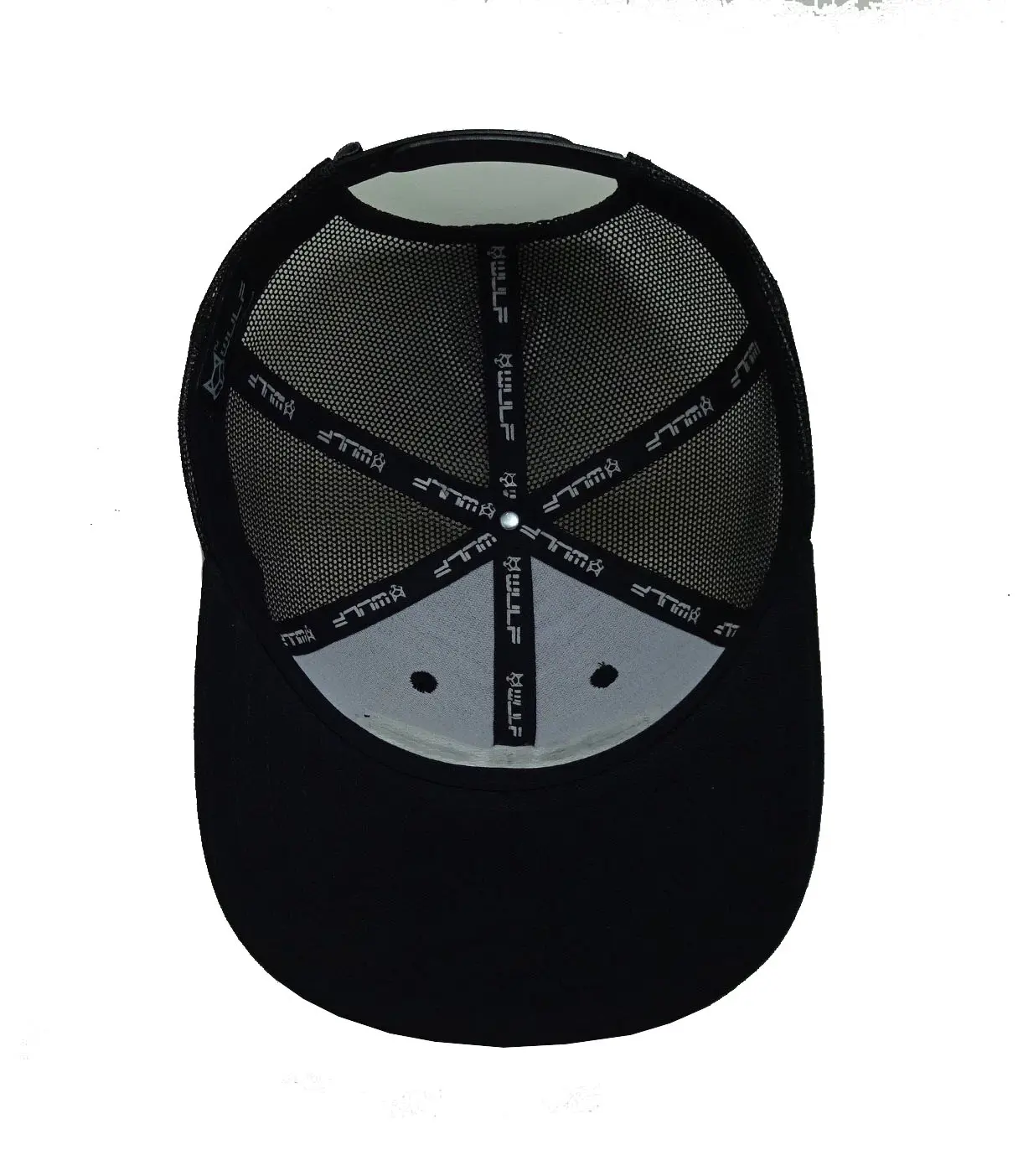 PVC Rubber Logo 6-Panel Curved Brim High Quality Black Color Medium Profile Cotton and Mesh Fabric Trucker Hat for Man 6