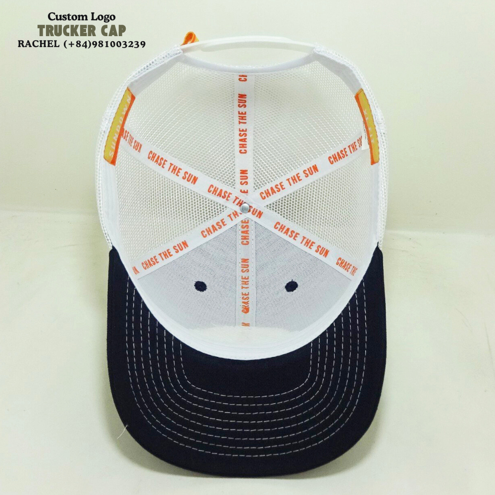 R 112 Rubber PVC Logo Patch Trucker Hat 6 Panel Gorras Structured Caps Stitching Line On Brim Inner Tapes Label On Sweatband OEM 5
