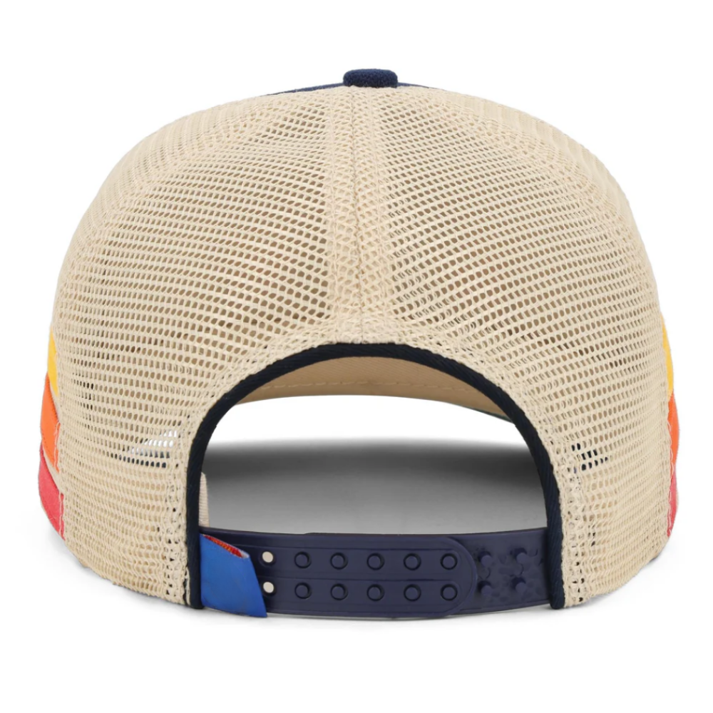 R 112 Side Stripes Trucker Hats Rope Caps 6 Panel Structured Contrast Stitching Lines on Brim Plastic Double Row Buckle Snapback 5