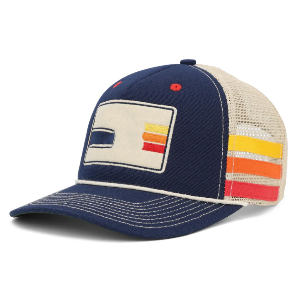 R 112 Side Stripes Trucker Hats Rope Caps 6 Panel Structured Contrast Stitching Lines on Brim Plastic Double Row Buckle Snapback 2