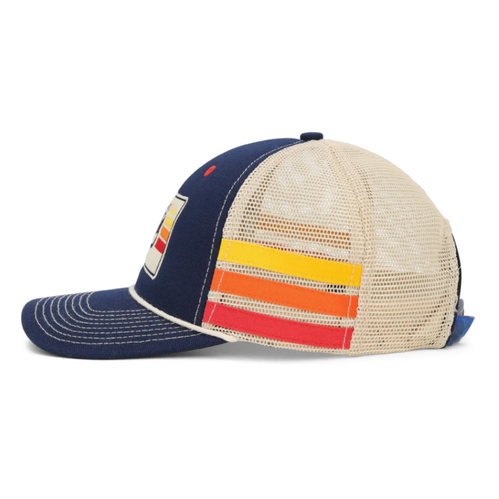 R 112 Side Stripes Trucker Hats Rope Caps 6 Panel Structured Contrast Stitching Lines on Brim Plastic Double Row Buckle Snapback 4