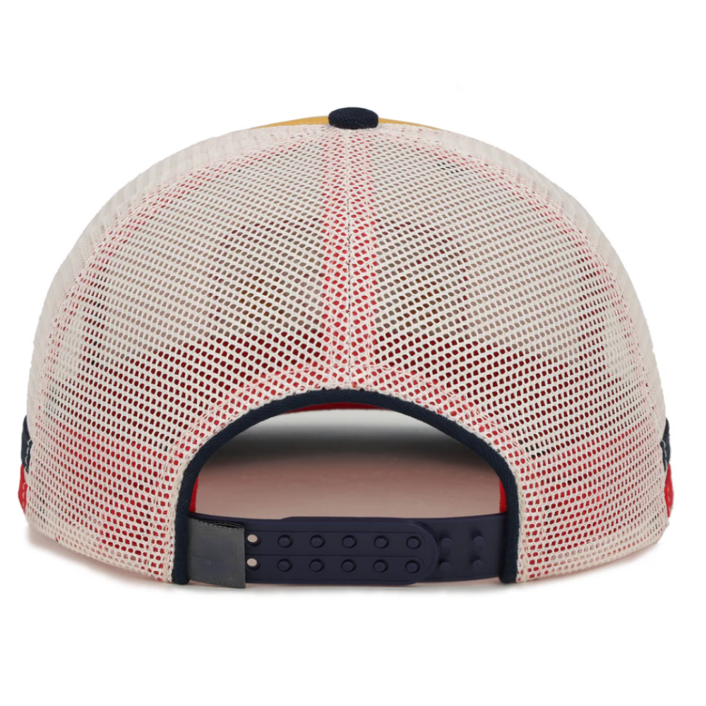 R 112 Side Stripes Trucker Hats Rope Custom Eyelets Color Stitching Lines on Brim Embroidered/Woven Patch Double Row Buckle OEM 4