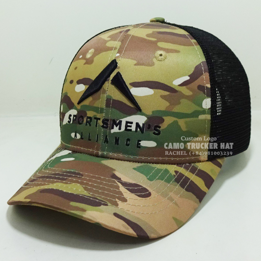 R 112/Y 6006 3D Embroidered Camouflage Trucker Hats 6 Panel Curved Brim Adjustable Snapback For Event Give Away Vietnam Headwear 4