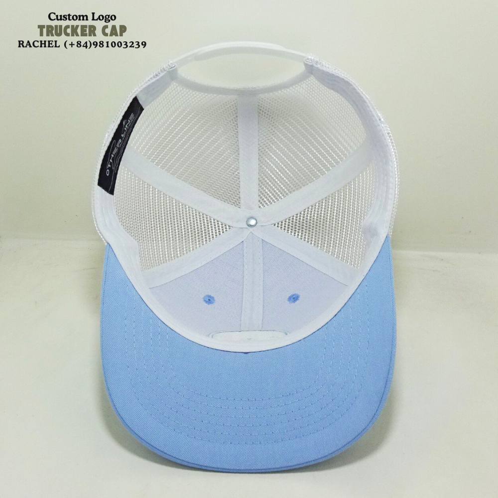 R 112/Y 6006 6 Panel Trucker Hats 6 Panel Caps Structured Gorras Precurve Visor White Mesh Embroidered Logo Snapback Closure OEM 6