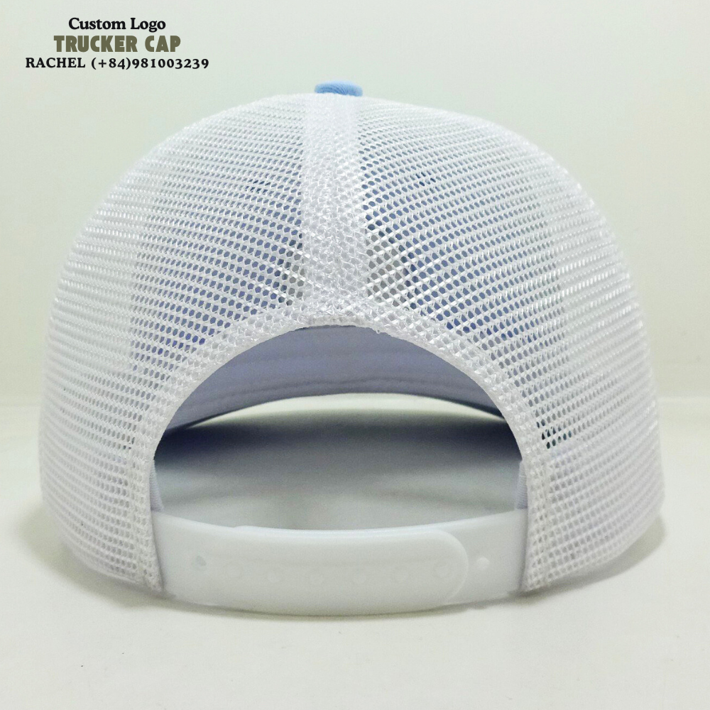 R 112/Y 6006 6 Panel Trucker Hats 6 Panel Caps Structured Gorras Precurve Visor White Mesh Embroidered Logo Snapback Closure OEM 7