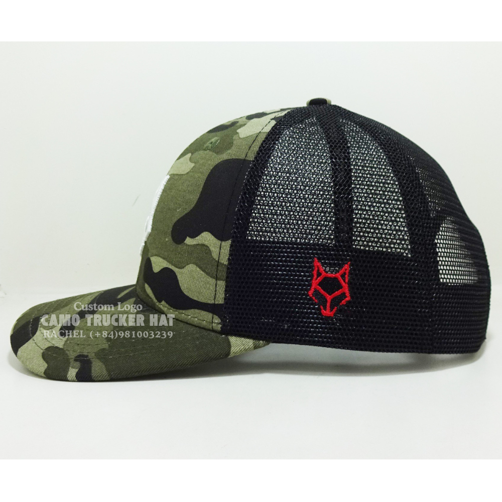 R 112/Y 6006 Hot Selling Camouflage Trucker Hats 6 Panel Curved Brim Breathable Mesh Adjustable Snapback Vietnam Headwear Unisex 4