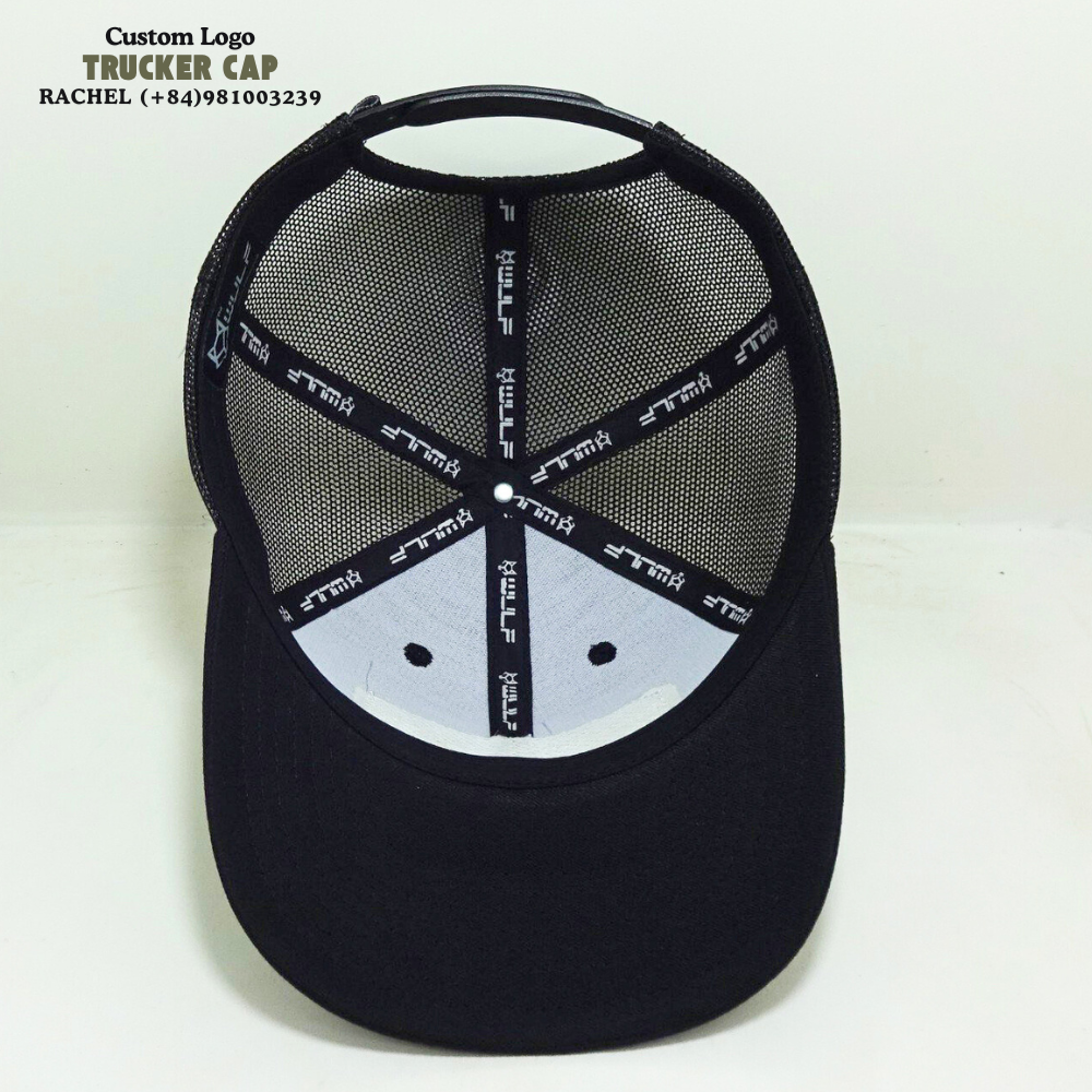 R 112/ Y 6606 Shape 2D Embroidered Logo/Woven Patch Trucker Hats 6 Panels On Front And Left Side Custom Inner Tapes Closure Tag 6