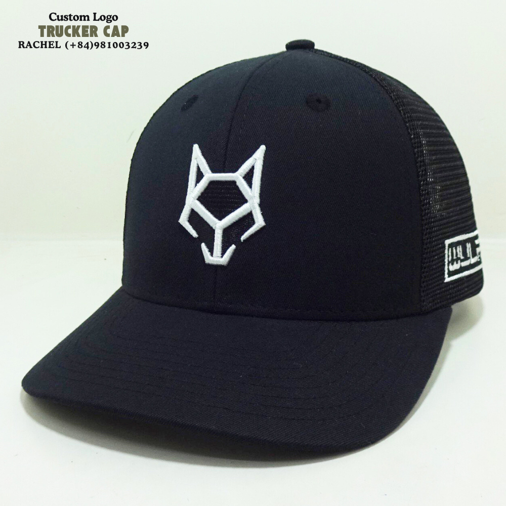 R 112 /Y 6606 Trucker Hats 6 Panel 3D Embroidered Logo On Front and Patch Left Side Slightly Curved Brim Caps Structured Gorras 3