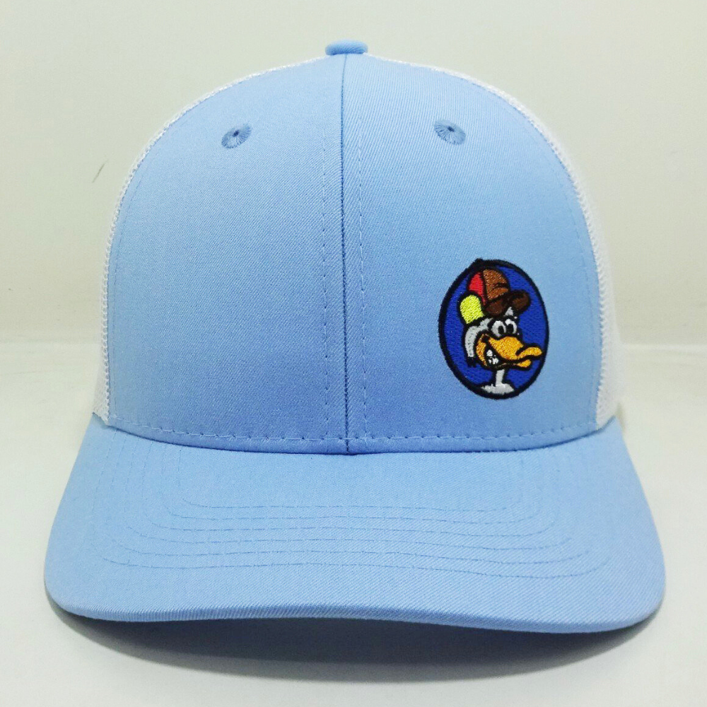 R 112/Y 6606 Trucker Hats 6 Panel Gorras Structured Caps Embroidered Logo Light Blue/White Breathable Mesh Adjustable Snapback 2