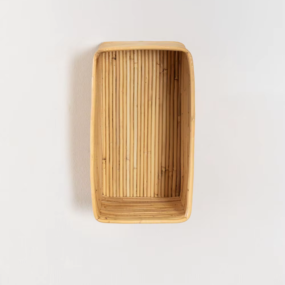 Rectangular rattan wall shelf Made In Vietnam Eco-friendly material used for Home decoration Storage shelf Wholesale 2